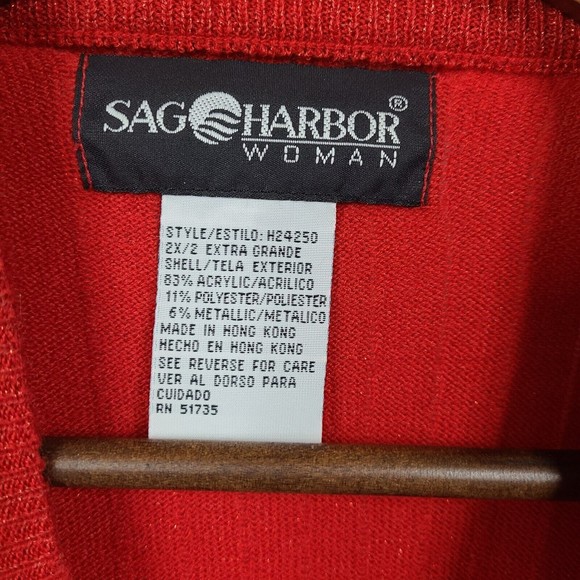 Sag Harbor Metallic Red Short Sleeve Knit Shirt Womens 2X - Picture 3 of 4